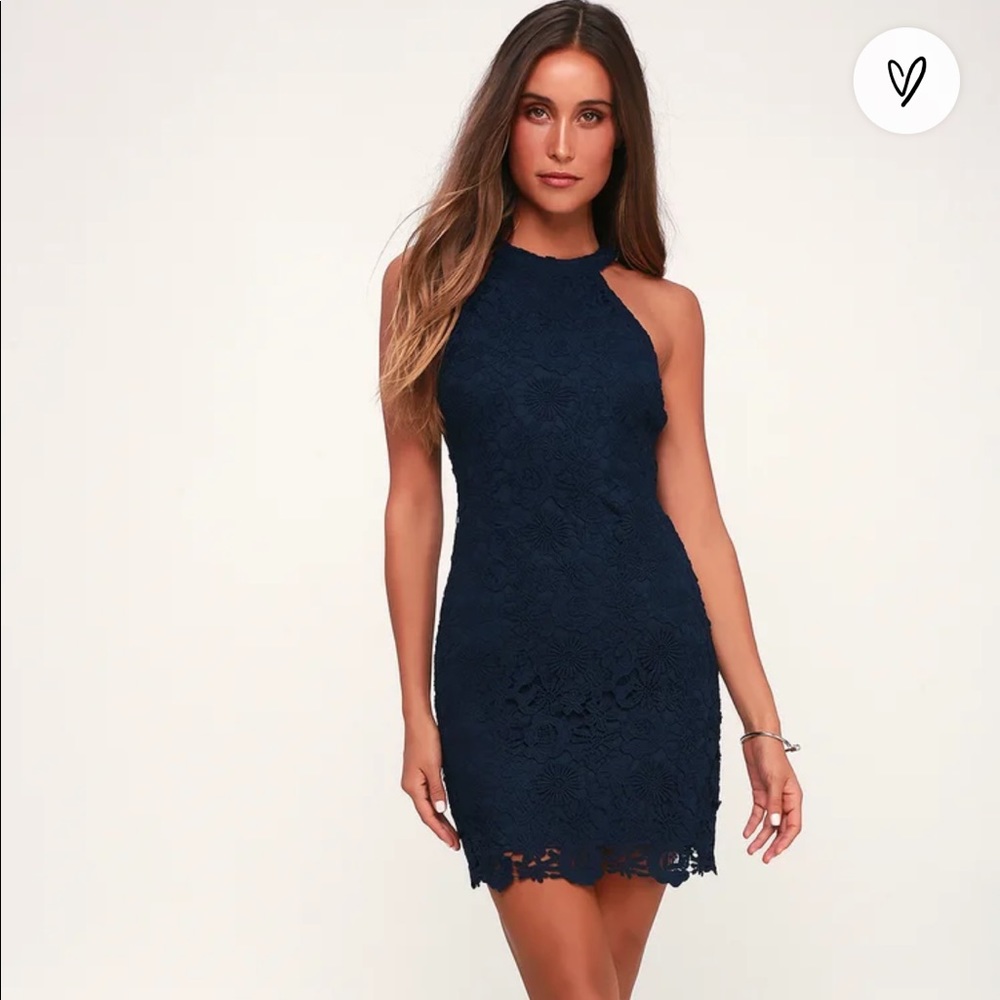 Navy blue lulu’s mini lace dress